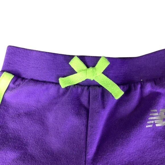 New Balance Baby Girl Sweat Pants 0-3M Purple Neon Green Stripes Elastic Waistba - Picture 5 of 9